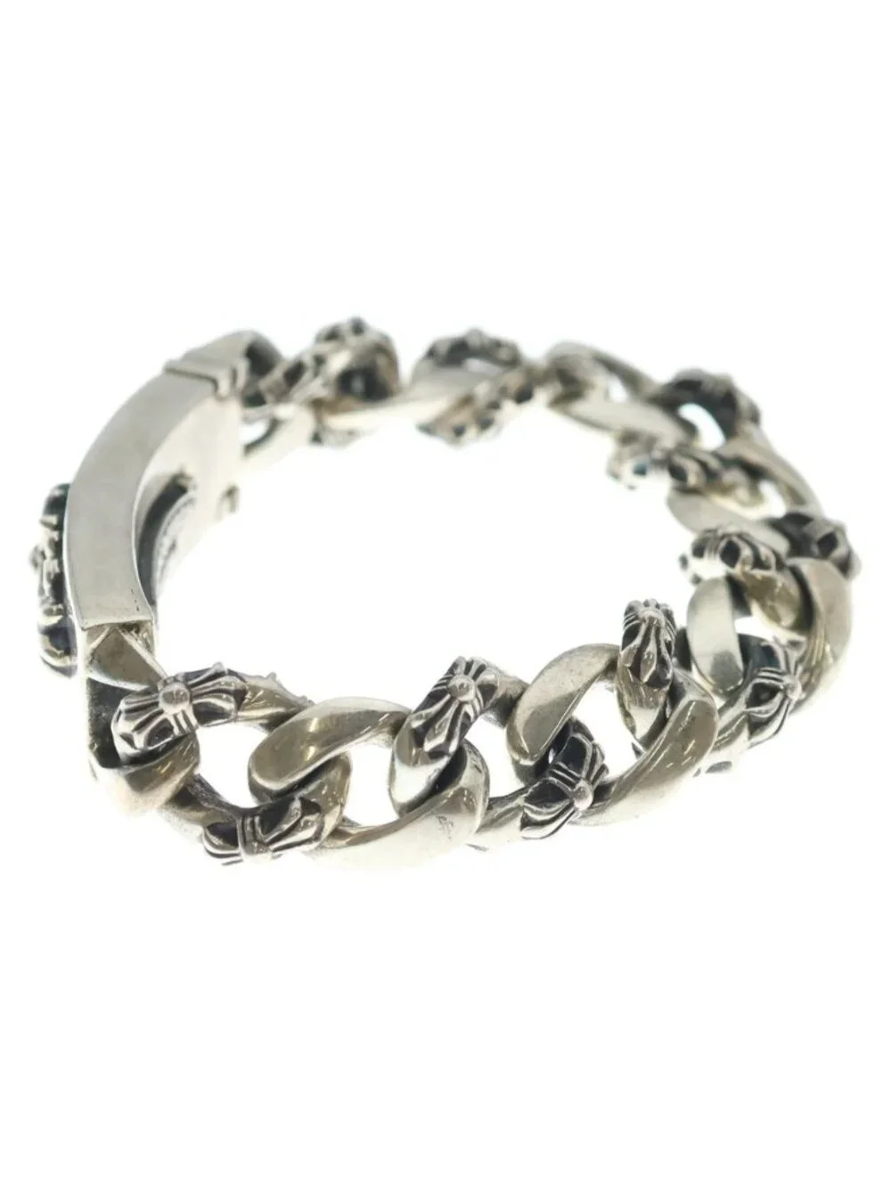 Chrome Hearts ID Floral Crs ID Fancy Link Bracelet Silver
